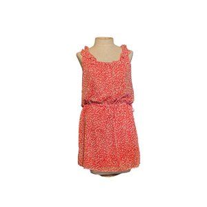 Crimson Coast drawstring waist blouson dress size Small abstract petal print red